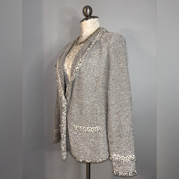 Chico’s Cotton Blend Tweed Fringe Blazer Size Medium. #47 - Picture 10 of 13